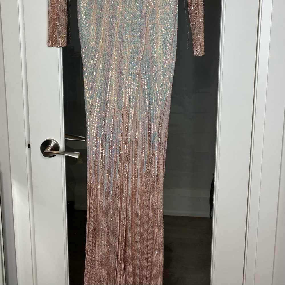 Rose gold, sequence long dress size 8 (med) - Picture 2 of 2